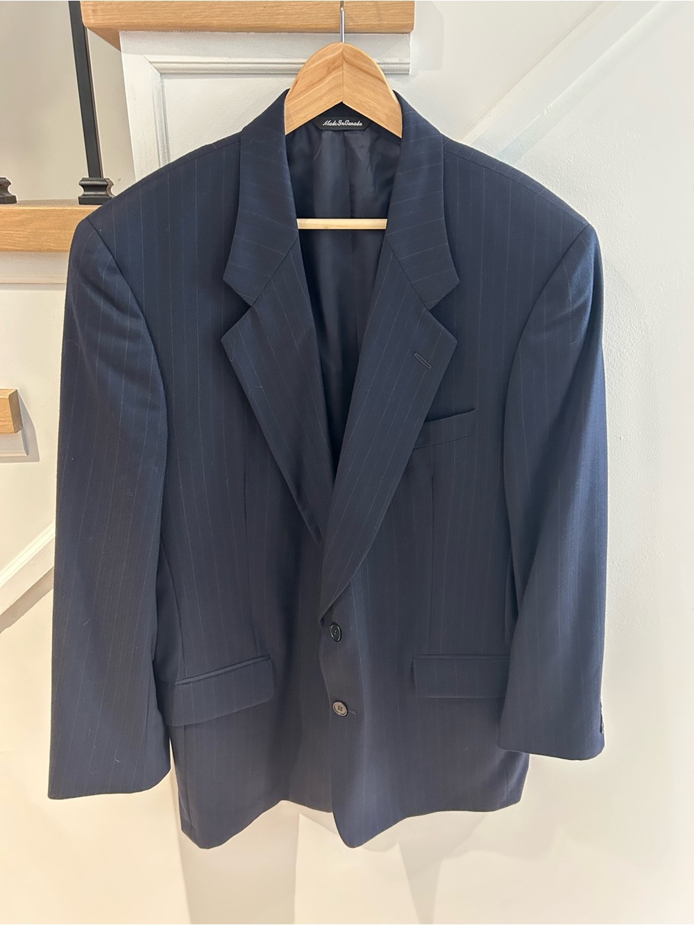Harry Rosen Navy Pinstripe Men's Suit Jacket